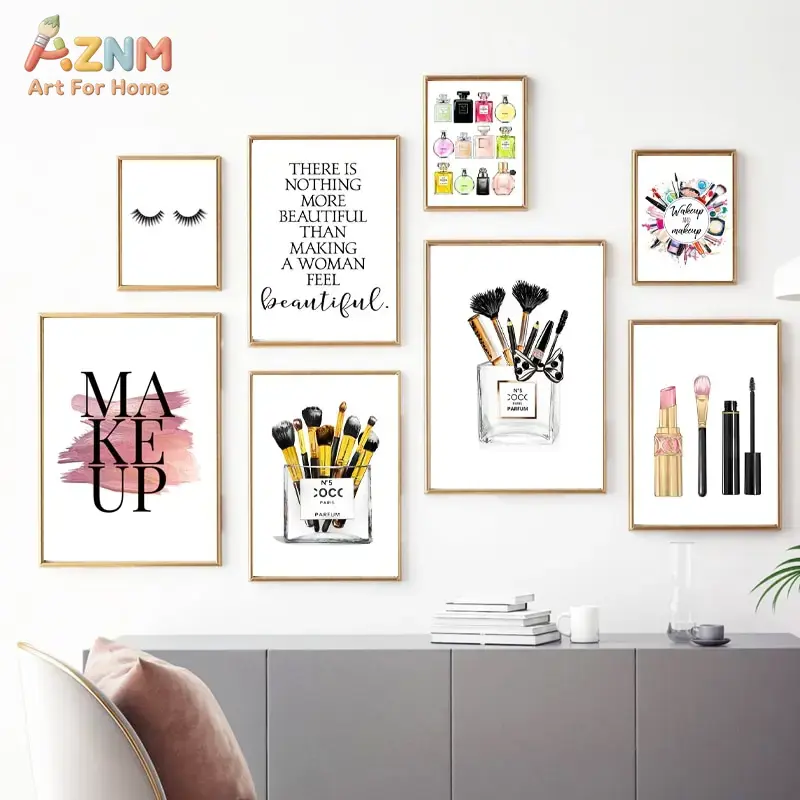 Makeup Is Beauty Quotes - AZNM Roze Mode Make-up Canvas Wall