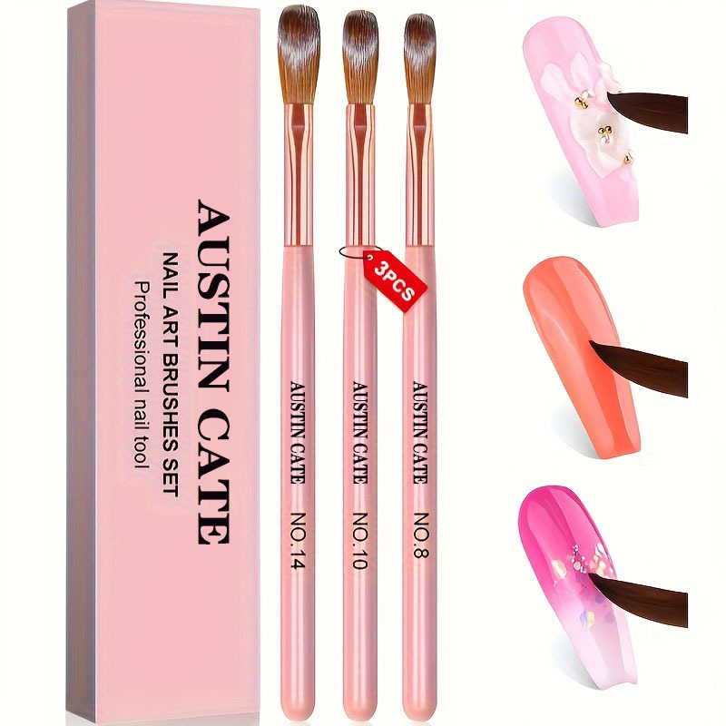 Blush Brush Kabuki - 3pcs Kolinsky Acryl Nagelborstel Set Maat