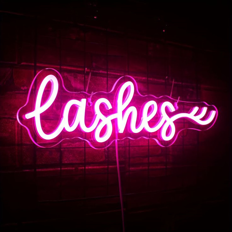 Beauty And Makeup Studio - Roze LED-wimpers neonbord wanddecoratie voor slaapkamer