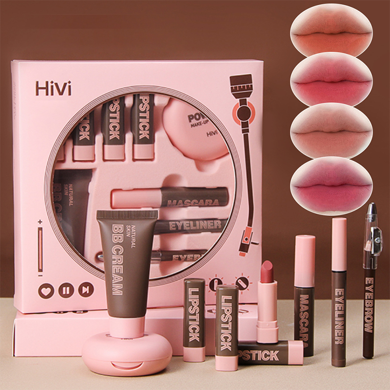 Huda Beauty Makeup Set - Geschenkdoos 9-delige lippenstiftpoeder Mascara Wenkbrauwpotloodset