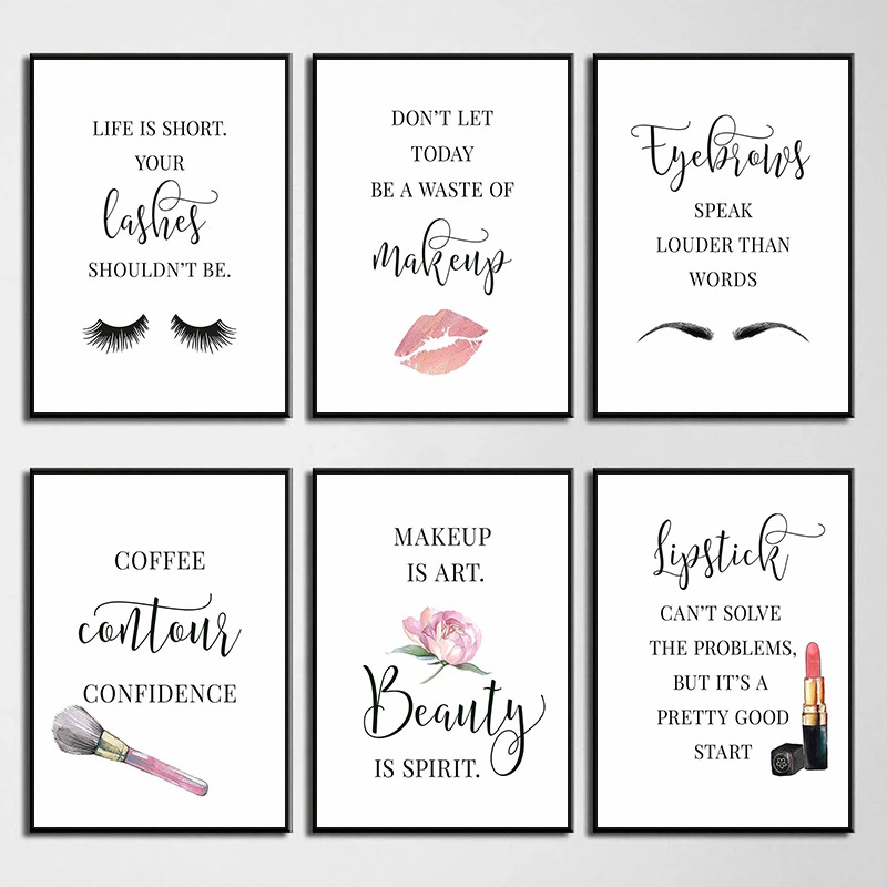 Makeup Is Beauty Quotes - Make-up Quotes Poster Wimper Wenkbrauwen Lippenstift