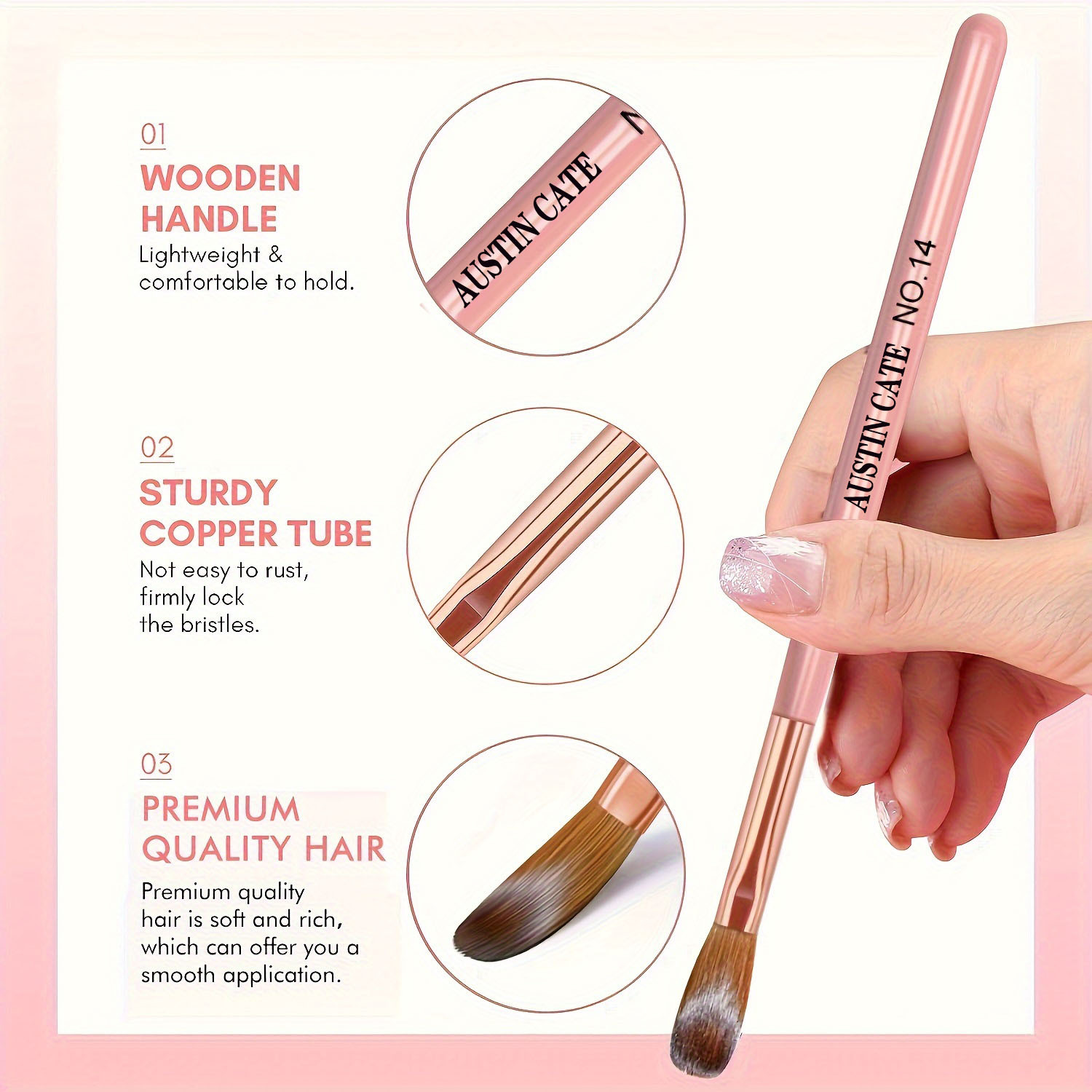 3pcs Kolinsky Acryl Nagelborst - Blush Brush Kabuki recensie en prijs