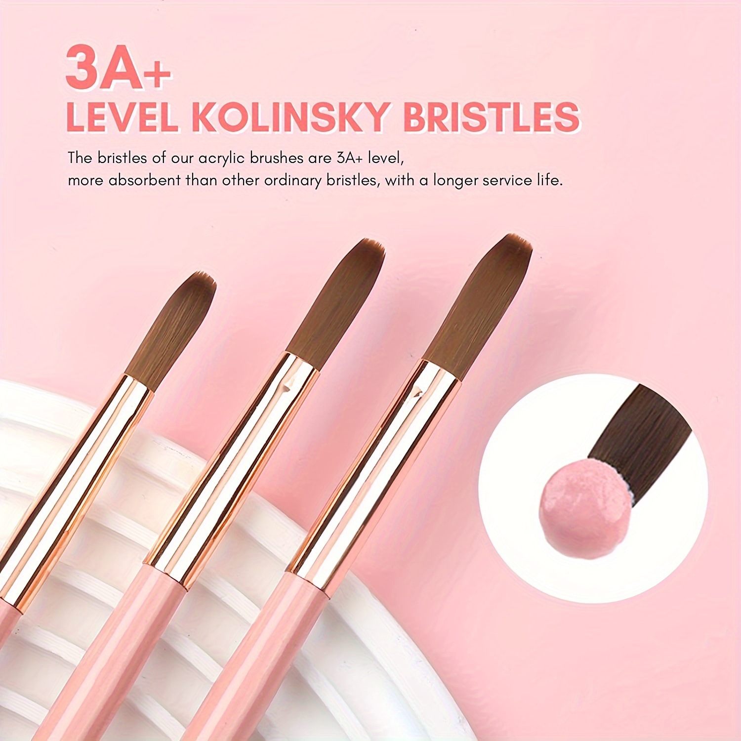 3pcs Kolinsky Acryl Nagelborst - Blush Brush Kabuki recensie en prijs