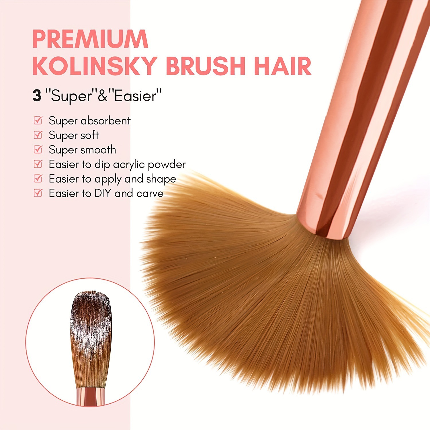 3pcs Kolinsky Acryl Nagelborst - Blush Brush Kabuki recensie en prijs