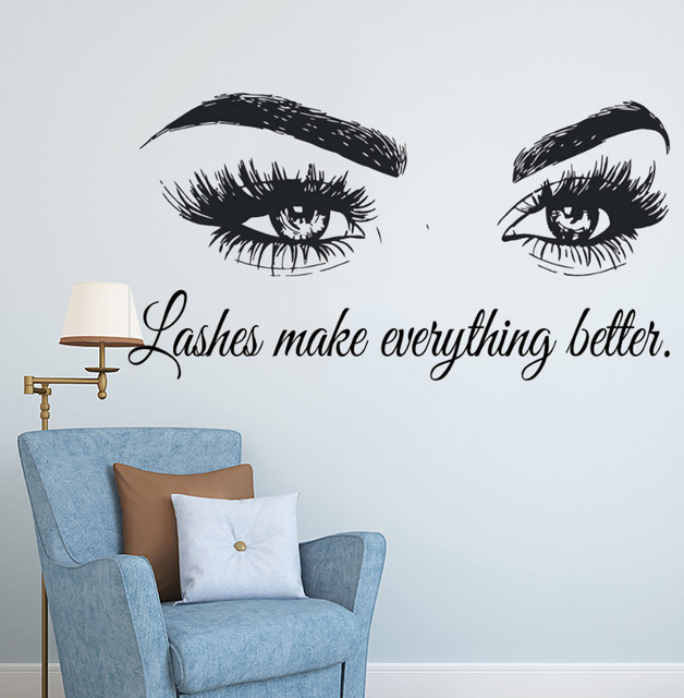 Wimpers Vinyl Muurtattoo Schoo - Makeup Is Beauty Quotes recensie en prijs