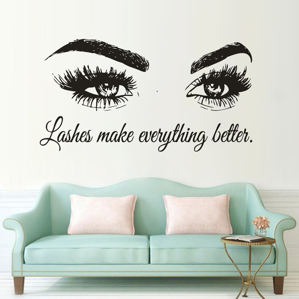 Wimpers Vinyl Muurtattoo Schoo - Makeup Is Beauty Quotes recensie en prijs