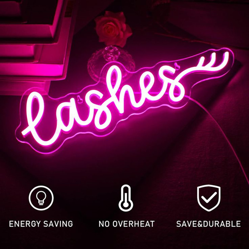 Roze LED-wimpers neonbord wand - Beauty And Makeup Studio recensie en prijs