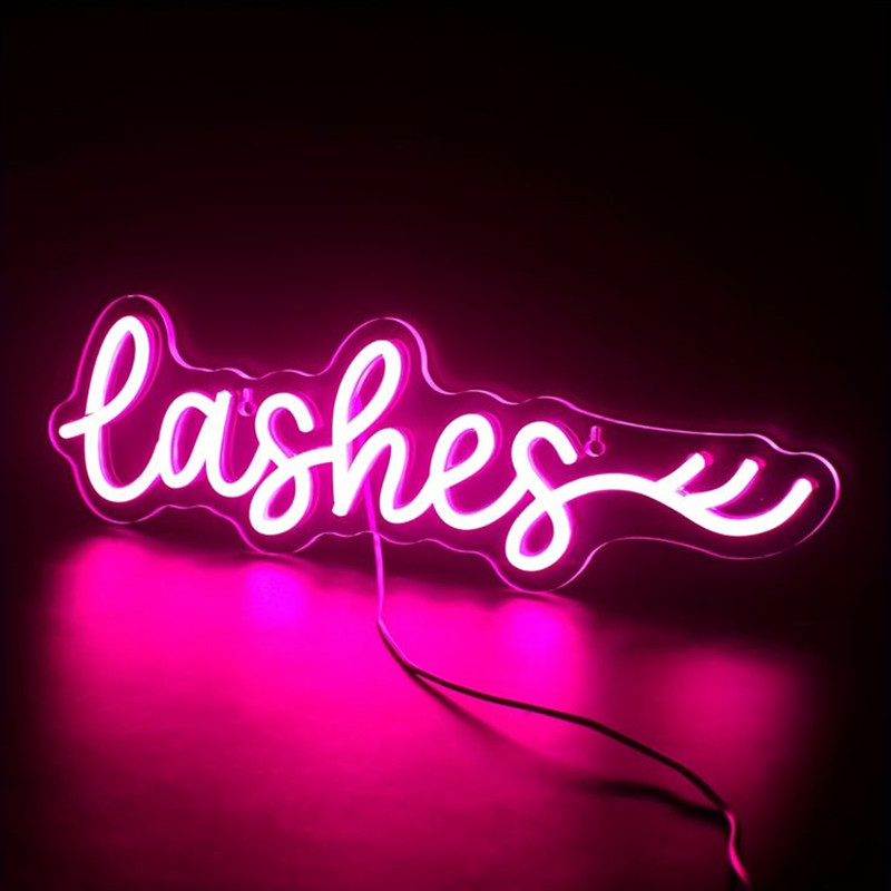 Roze LED-wimpers neonbord wand - Beauty And Makeup Studio recensie en prijs
