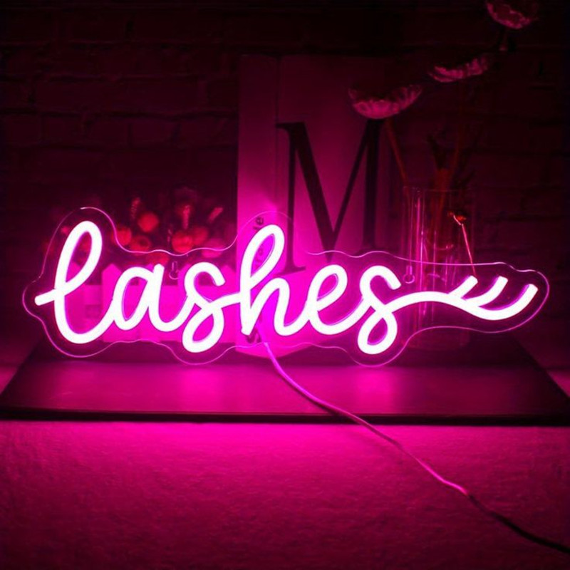 Roze LED-wimpers neonbord wand - Beauty And Makeup Studio recensie en prijs